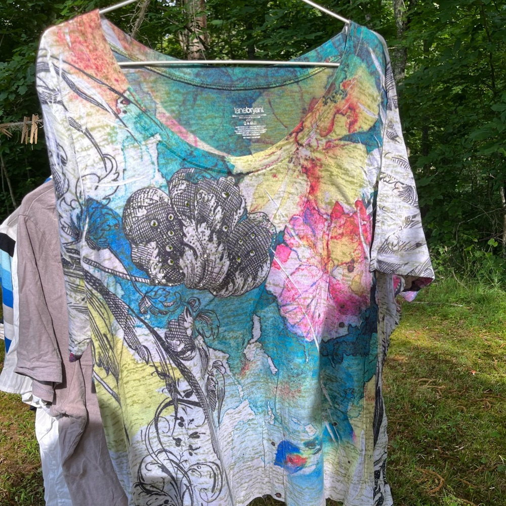 Lane Bryant 22/24 multi-color polyester/cotton tee